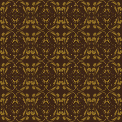 Obraz premium Modern Javanese batik flower pattern with blend green olive and brown color design.