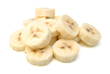 Banana slices isolated on a white