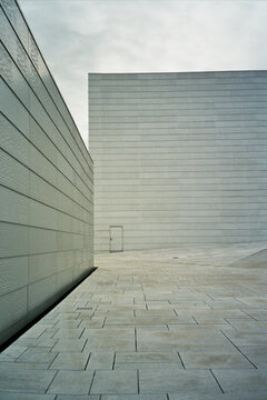 White building.