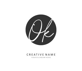 Fototapeta premium O K OK Initial letter handwriting and signature logo. A concept handwriting initial logo with template element.
