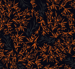 Colorful vector pattern illustration of flowers in scribbled and stripped style.