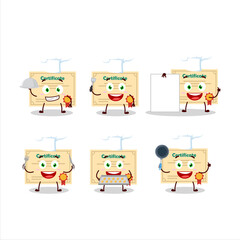 Cartoon character of certificate paper with various chef emoticons
