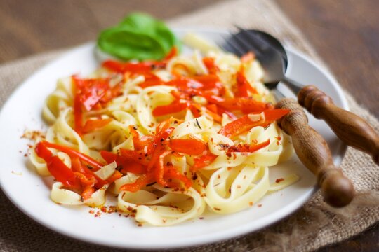 Tagliatelle nido with romano pepper stripes