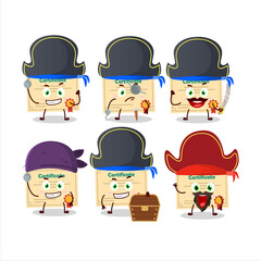 Cartoon character of certificate paper with various pirates emoticons