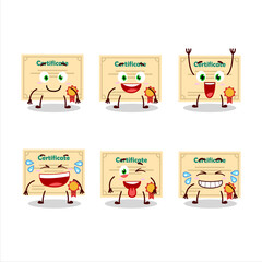 Cartoon character of certificate paper with smile expression