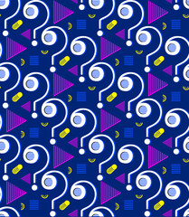 Question marks. blue seamless pattern. Colorful geometry Vector illustration