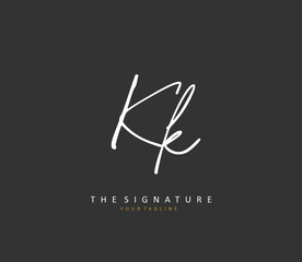 K KK Initial letter handwriting and signature logo. A concept handwriting initial logo with template element.