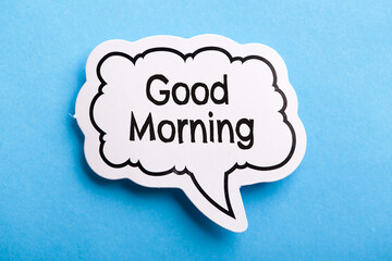 Good Morning Speech Bubble Isolated On Blue Background