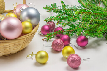 Christmas balls for decoration. Christmas toy. The concept of a holiday and preparation for the new year.