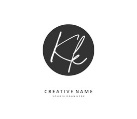 K KK Initial letter handwriting and signature logo. A concept handwriting initial logo with template element.