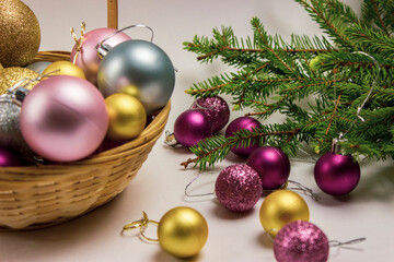 Christmas balls for decoration. Christmas toy. The concept of a holiday and preparation for the new year.