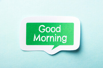 Good Morning Speech Bubble Isolated On Blue Background