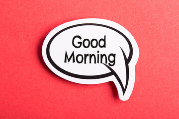 Good Morning Speech Bubble Isolated On Red Background