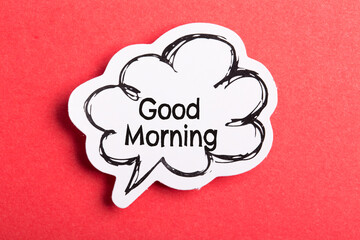 Good Morning Speech Bubble Isolated On Red Background