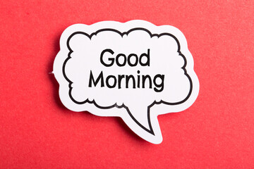 Good Morning Speech Bubble Isolated On Red Background