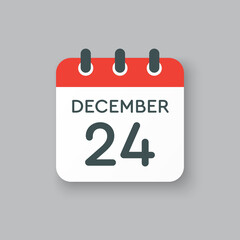 Calendar icon day 24 December, template icon day
