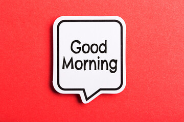 Good Morning Speech Bubble Isolated On Red Background