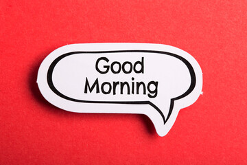 Good Morning Speech Bubble Isolated On Red Background
