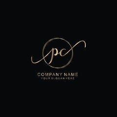 PC Initial handwriting logo template vector