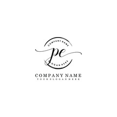 PE Initial handwriting logo template vector