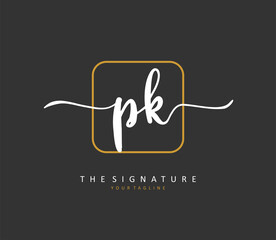 P K PK Initial letter handwriting and signature logo. A concept handwriting initial logo with template element. - obrazy, fototapety, plakaty