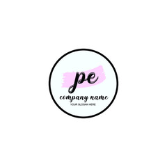 PE Initial handwriting logo template vector