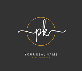 P K PK Initial letter handwriting and signature logo. A concept handwriting initial logo with template element. - obrazy, fototapety, plakaty