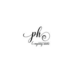 Obraz na płótnie Canvas PH Initial handwriting logo template vector