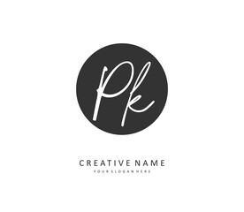 P K PK Initial letter handwriting and signature logo. A concept handwriting initial logo with template element.