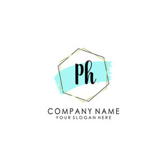 PH Initial handwriting logo template vector