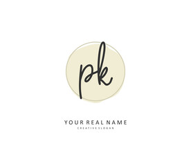 P K PK Initial letter handwriting and signature logo. A concept handwriting initial logo with template element.
