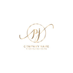 PJ Initial handwriting logo template vector