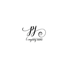 PJ Initial handwriting logo template vector