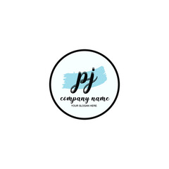 PJ Initial handwriting logo template vector