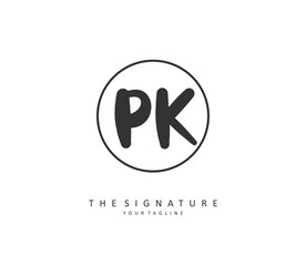 Obraz premium P K PK Initial letter handwriting and signature logo. A concept handwriting initial logo with template element.