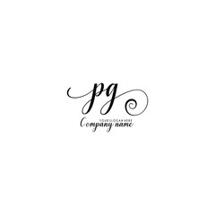 PG Initial handwriting logo template vector