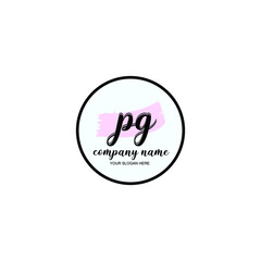 PG Initial handwriting logo template vector