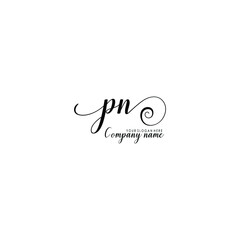 PN Initial handwriting logo template vector
