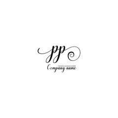 PP Initial handwriting logo template vector