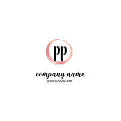 Obraz premium PP Initial handwriting logo template vector