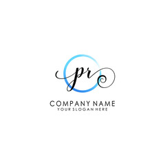PR Initial handwriting logo template vector