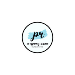 PR Initial handwriting logo template vector