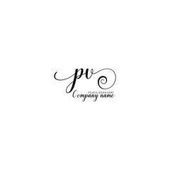 PV Initial handwriting logo template vector