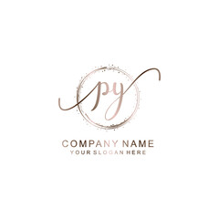 PY Initial handwriting logo template vector