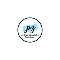 PZ Initial handwriting logo template vector