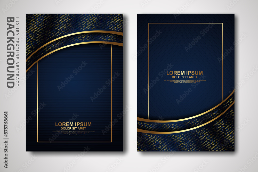 Poster vector two set of cover design template with luxury and elegant wave, circle and overlap layers back