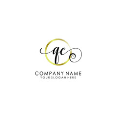 QE Initial handwriting logo template vector