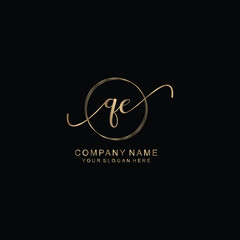 QE Initial handwriting logo template vector