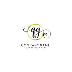 QD Initial handwriting logo template vector