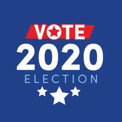 Vote 2020 Election graphic with stars on a blue background